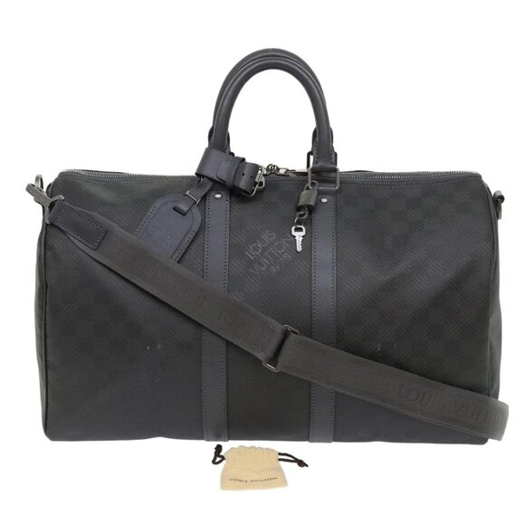 LOUIS VUITTON Damier Carbon Keepall Bandouliere 45 Bag Black N41324 Auth 46967SV - Picture 1 of 16